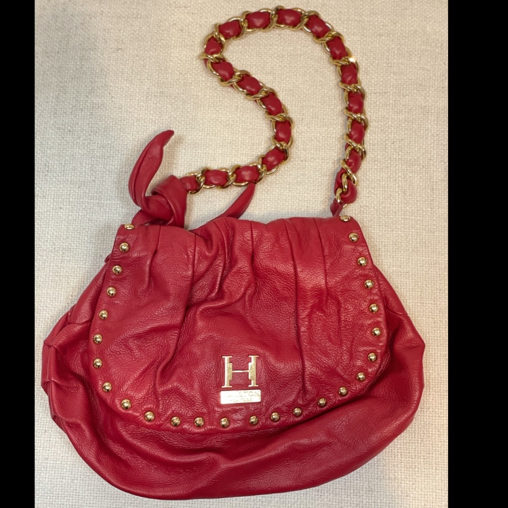HALSTON HERITAGE Red Leather Shoulder Bag